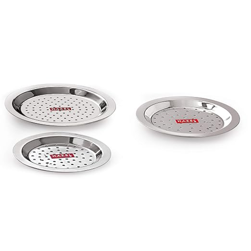 HAZEL Stainless Steel Cover Lid with Hole Chiba Ciba For Topes Pots, Set of 3, Silver