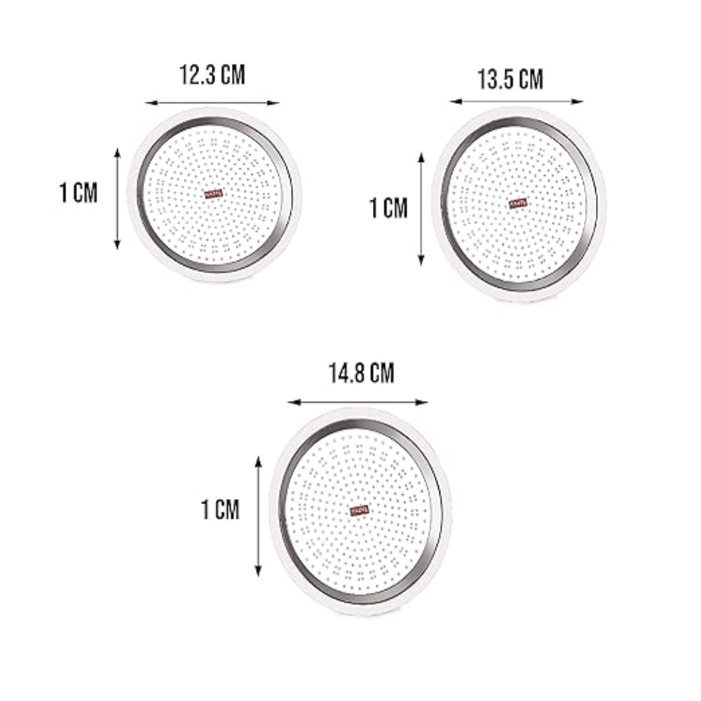 HAZEL Stainless Steel Cover Lid with Hole Chiba Ciba For Topes Pots, Set of 3, Silver