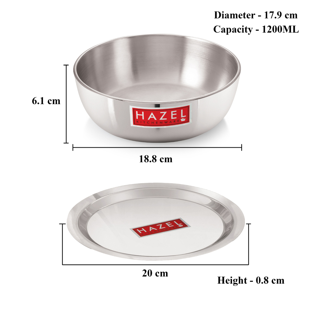 HAZEL Aluminium Kadai Without Handle | Kadhai Aluminium with Cover |  Aluminium Induction Tasra with Lid  | Aluminium Cookware with Lid Combo, 1200 ml