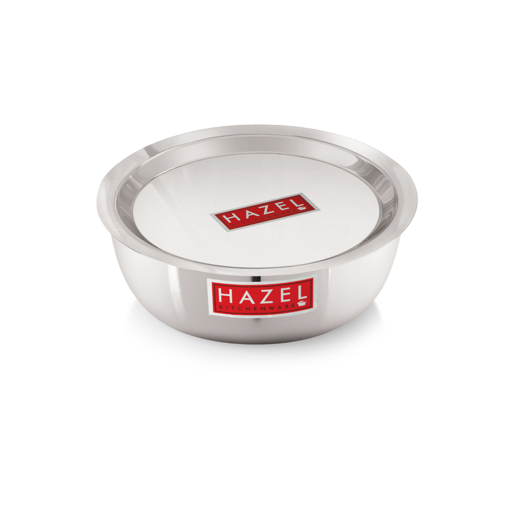 HAZEL Aluminium Kadai Without Handle | Kadhai Aluminium with Cover | Aluminium Induction Tasra with Lid  | Aluminium Cookware with Lid Combo, 3500 ml