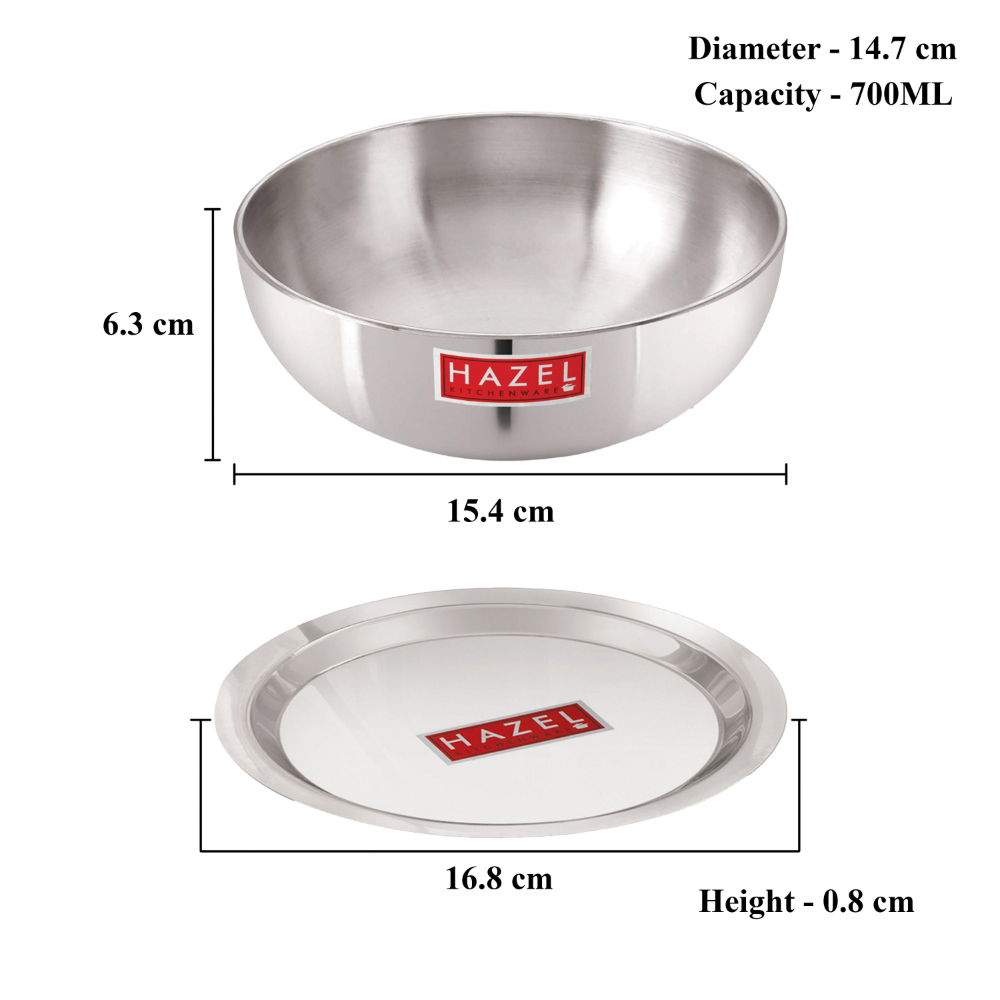 HAZEL Aluminium Kadai Without Handle | Kadhai Aluminium with Cover | Aluminium Tasra with Lid  | Aluminium Cookware with Lid Combo, 700 ml