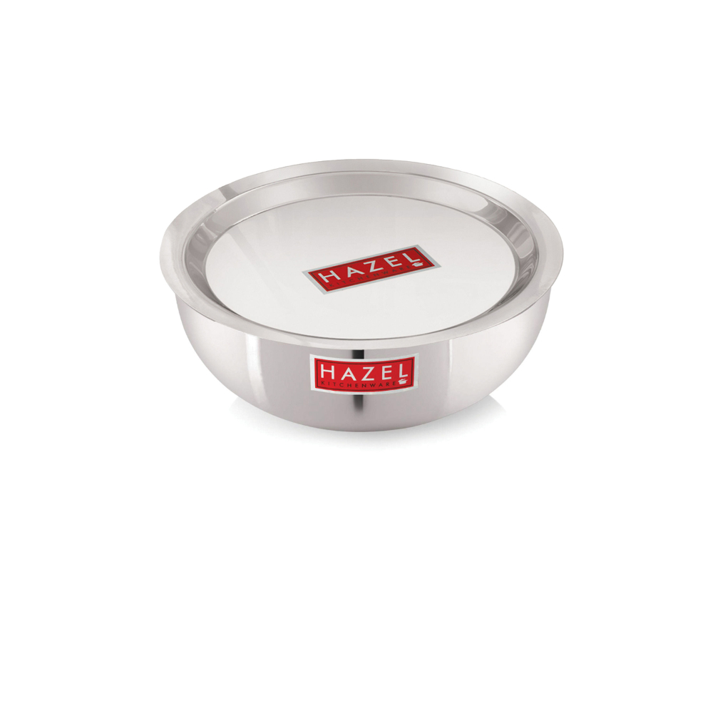 HAZEL Aluminium Kadai Without Handle | Kadhai Aluminium with Cover | Aluminium Tasra with Lid  | Aluminium Cookware with Lid Combo, 1800 ml