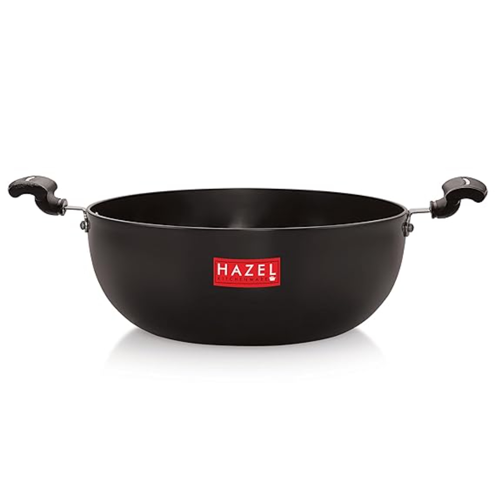 HAZEL Hard Anodised Kadai Induction | Induction Cookware Kadhai with Lid | Aluminium Kadai with Handle | Kadhai with Lid Combo, 1700 ML