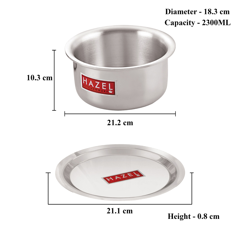 HAZEL Induction Tope with Lid | Aluminium Cookware with Lid | Induction Base Aluminium Bhagona | Combo of Tope with Lid, 2300 ml