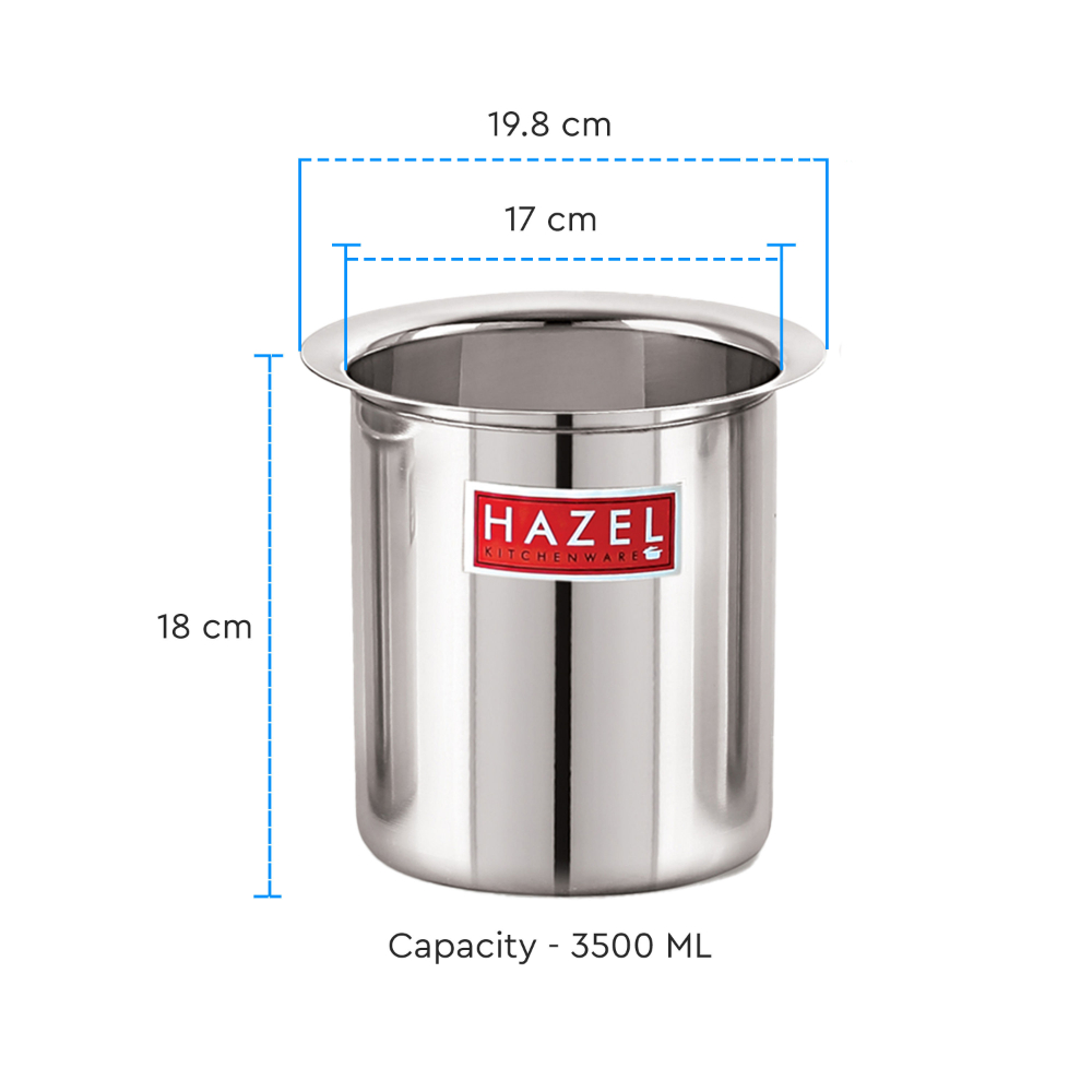 HAZEL Steel Milk Pot with Lid |Stainless  Steel Milk Boiler Container | Milk Boiling Vessel Gunj for Kitchen, 3500 ML