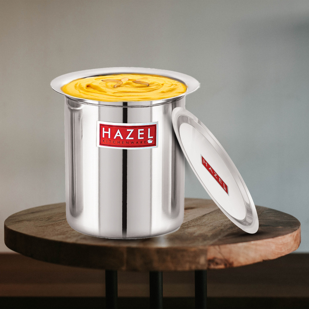 HAZEL Steel Milk Pot with Lid |Stainless  Steel Milk Boiler Container | Milk Boiling Vessel Gunj for Kitchen, 4000 ML