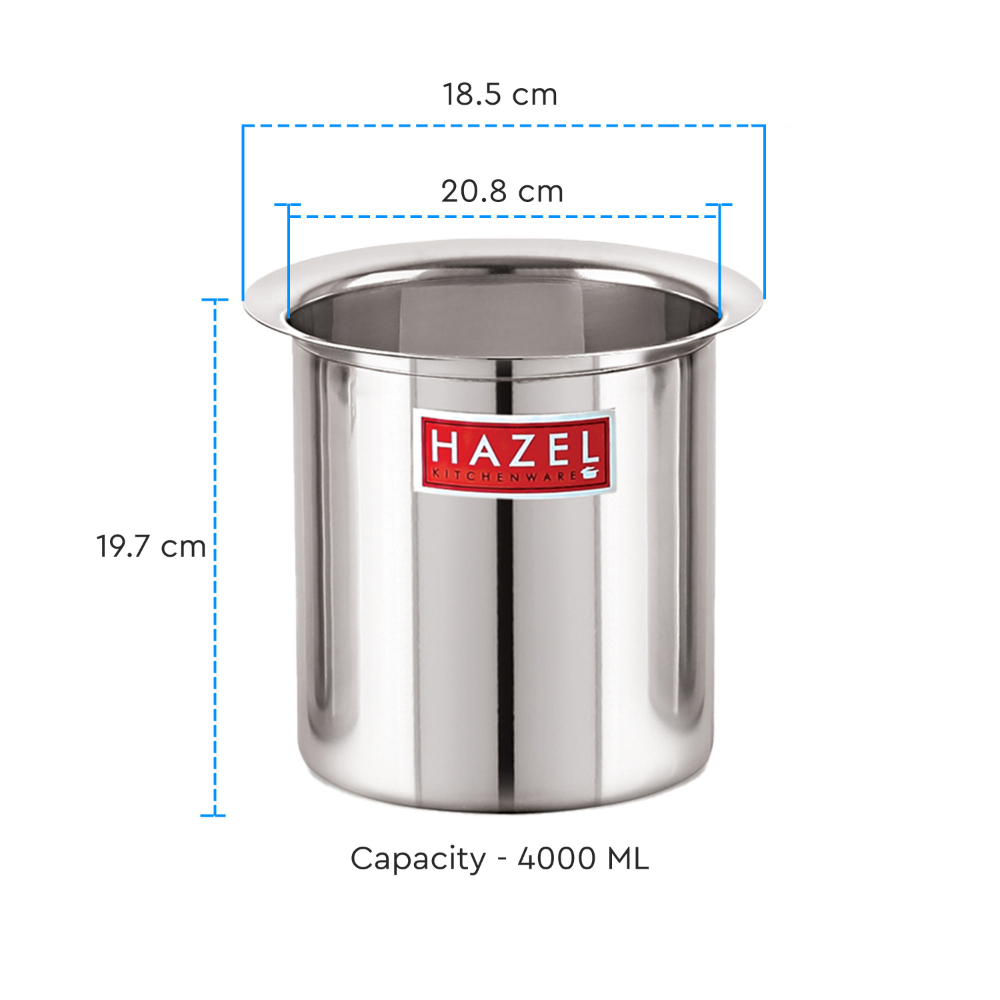 HAZEL Steel Milk Pot with Lid |Stainless  Steel Milk Boiler Container | Milk Boiling Vessel Gunj for Kitchen, 4000 ML