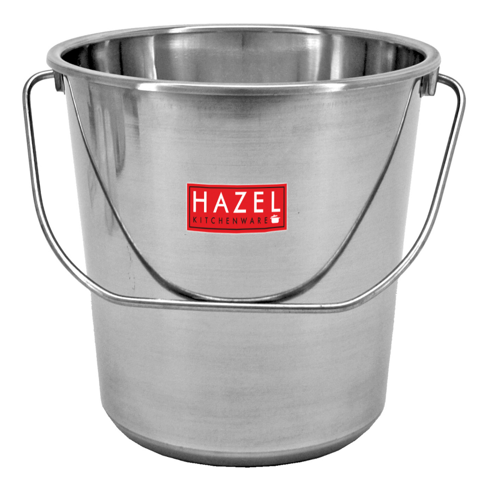 HAZEL Stainless Steel Non Joint Leak Proof Water Storage Bucket, 10 Ltr, Silver