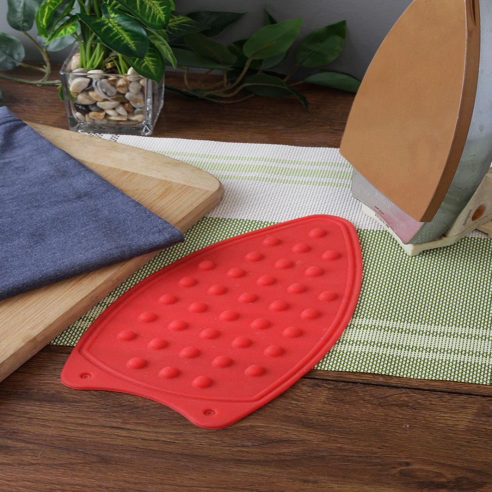 HAZEL Silicone Iron Mat Pad Portable Foldable Washable Durable Heat Resistant Iron Rest Protector Ironing Pad, Red