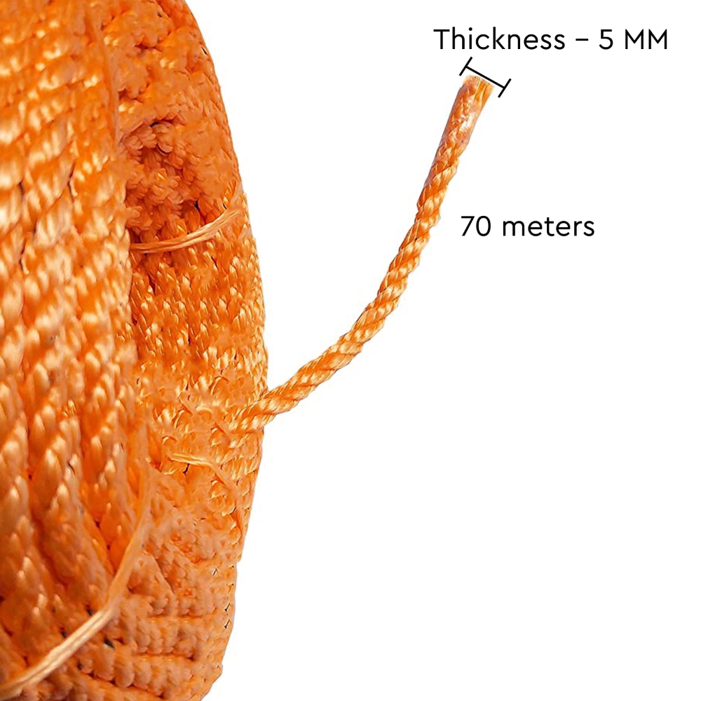 HAZEL 1 Pc  Nylon Ropes 5 mm, 70 Meters Assorted Colours