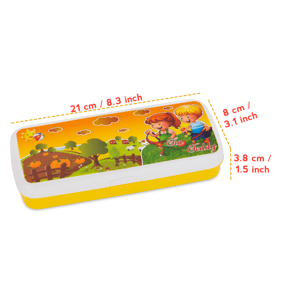 HAZEL Pen Box For Stationary Organisers for Kids | Perfect pencil Box with Separator for School Kids | Crayon Box Storage For Stationary Box, Yellow