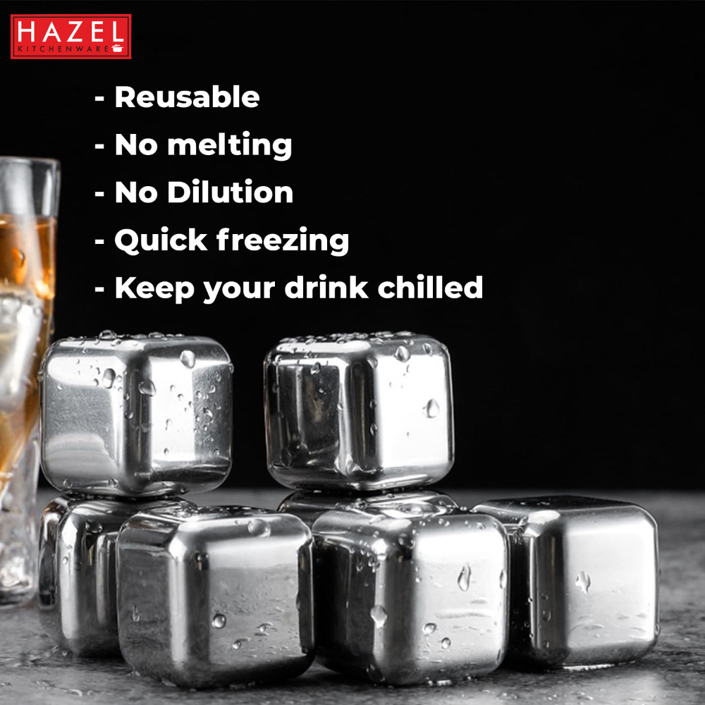 HAZEL Stainless Steel Ice Cubes | Multipurpose Reusable Ice Cube, Set of 2