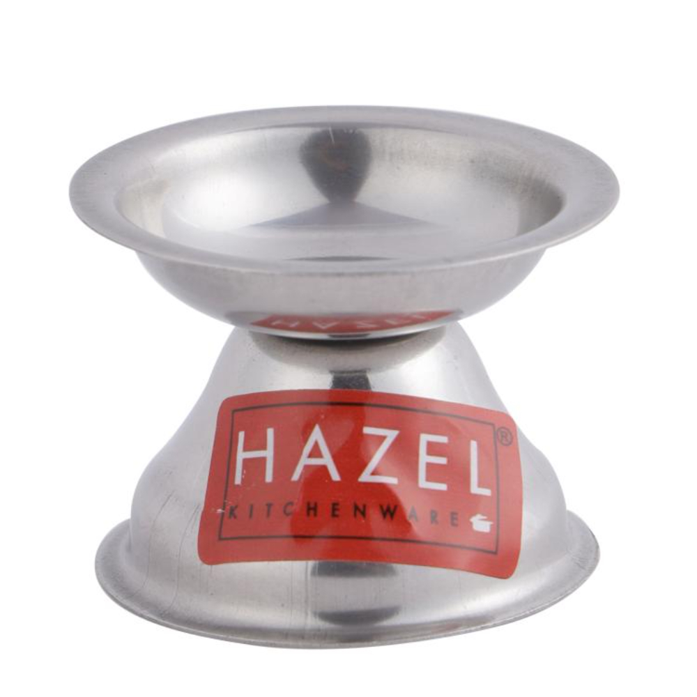 HAZEL Fulwati Diya for Puja | Stainless Steel Fulvat Table Diva Deepak For Pooja | Oil Lamp Deep For Home Mandir Office Temple Pandol Pujan (5 x 3.8 cm), Set of 2