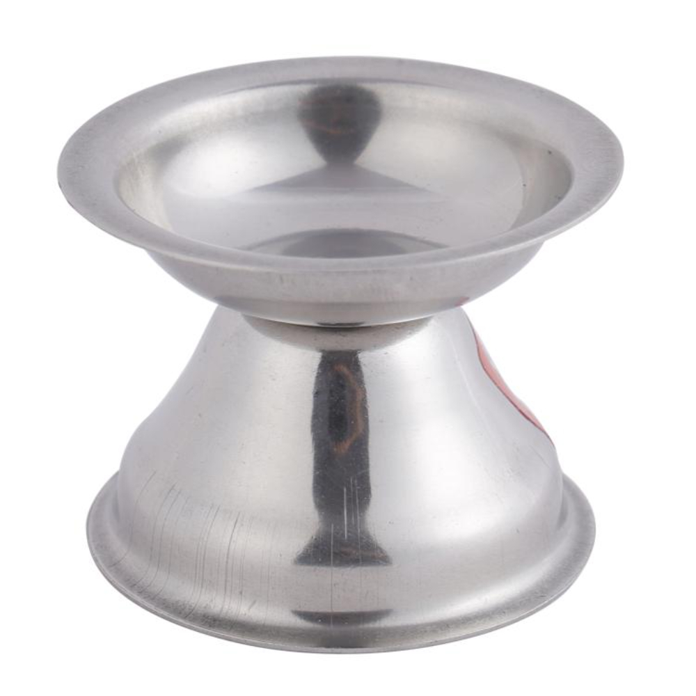 HAZEL Fulwati Diya for Puja | Stainless Steel Fulvat Table Diva Deepak For Pooja | Oil Lamp Deep For Home Mandir Office Temple Pandol Pujan (5 x 3.8 cm), Set of 2