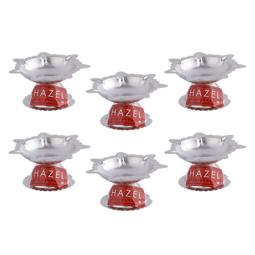 HAZEL Saptawati Diya for Puja | Stainless Steel Diva Table Deepak For Pooja | 7 Wati Wicks Oil Lamp Deep For Home Mandir Office Temple Pandol Pujan (5 x 3 cm), Set of 6