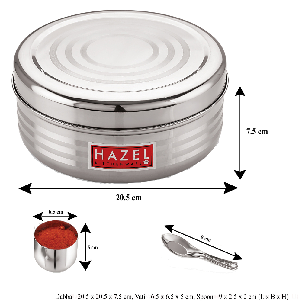 HAZEL Kitchen Storage Steel Container Masala Dabba - Large (SR Puri RBW)