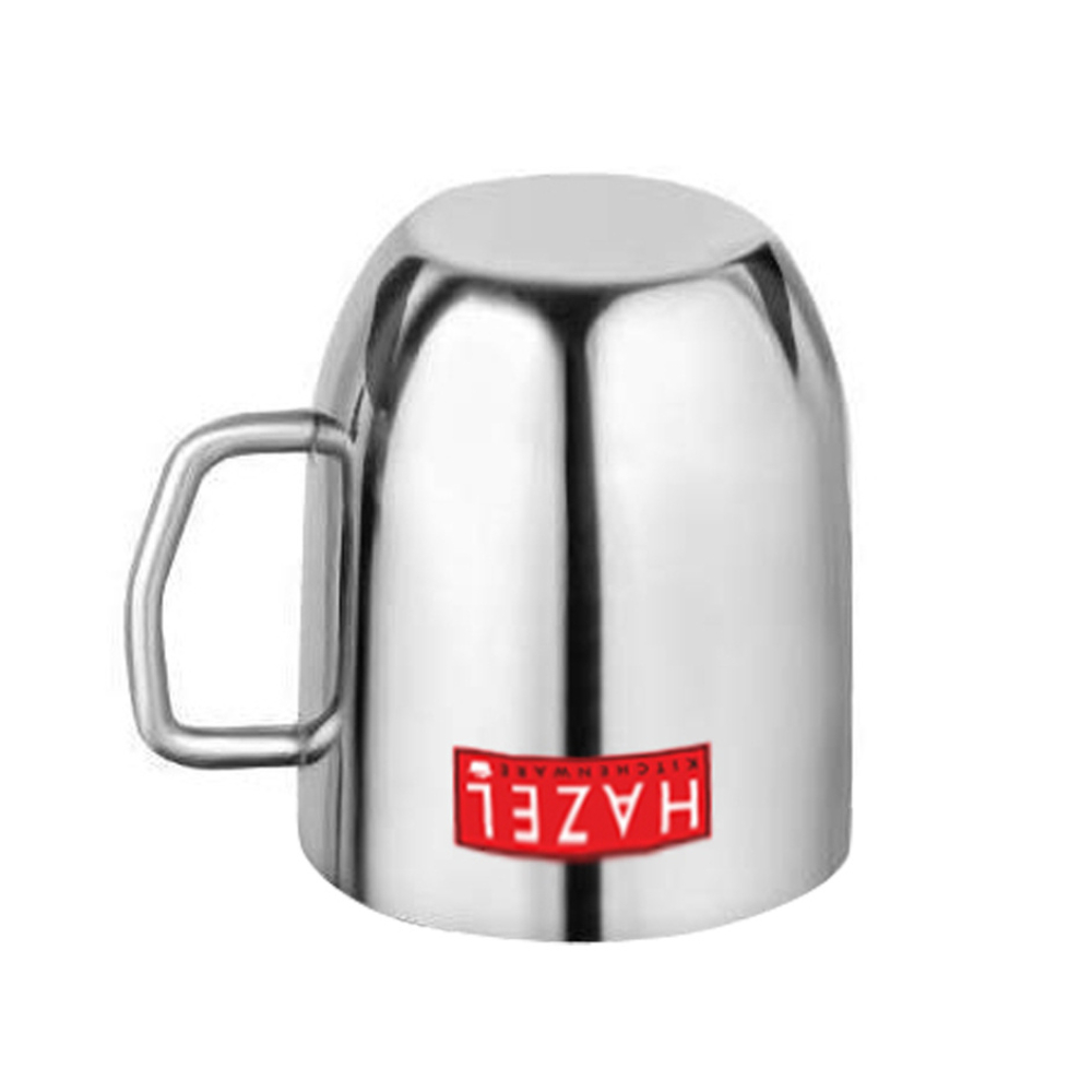 HAZEL Stainless Steel Green Tea Coffee Big Cute Plain Mug, Set of 2, 300 ml (Each)