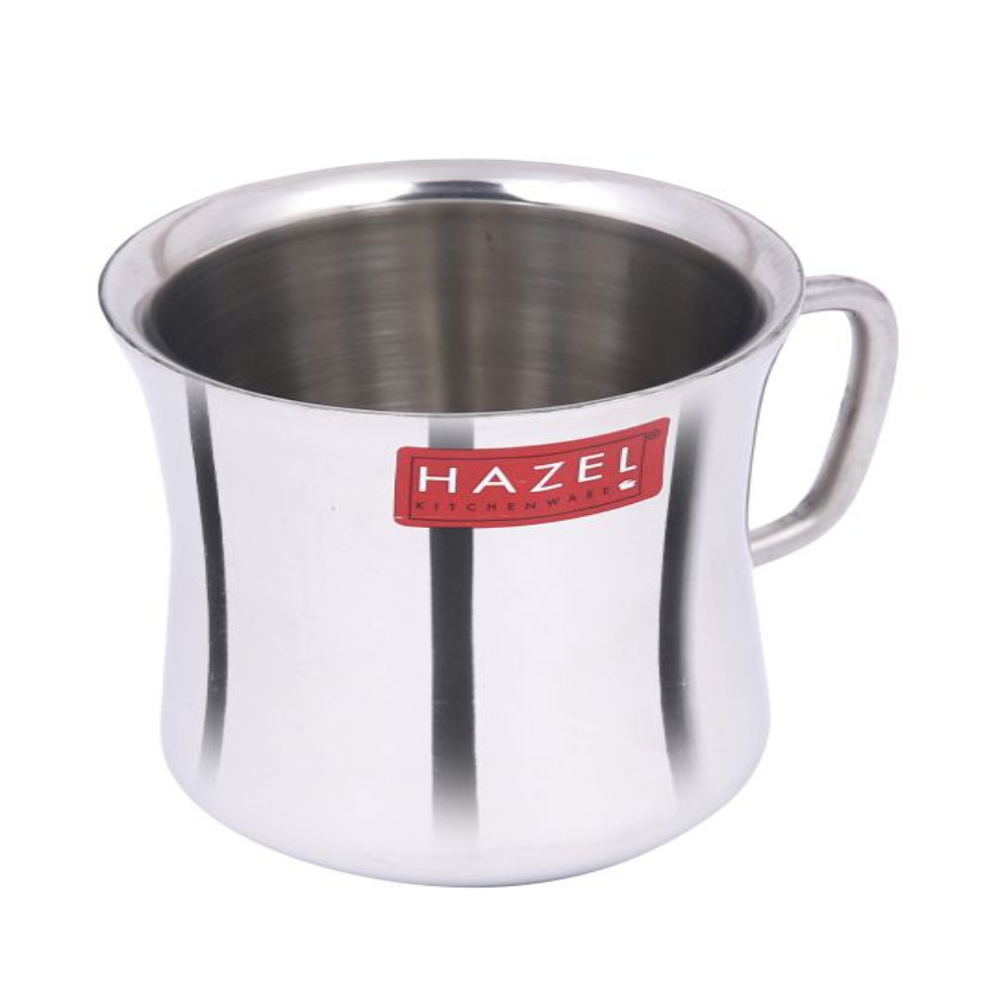 HAZEL Stainless Steel Green Tea Coffee Big Damaru Plain Mug, Set of 4, 200 ml (Each)