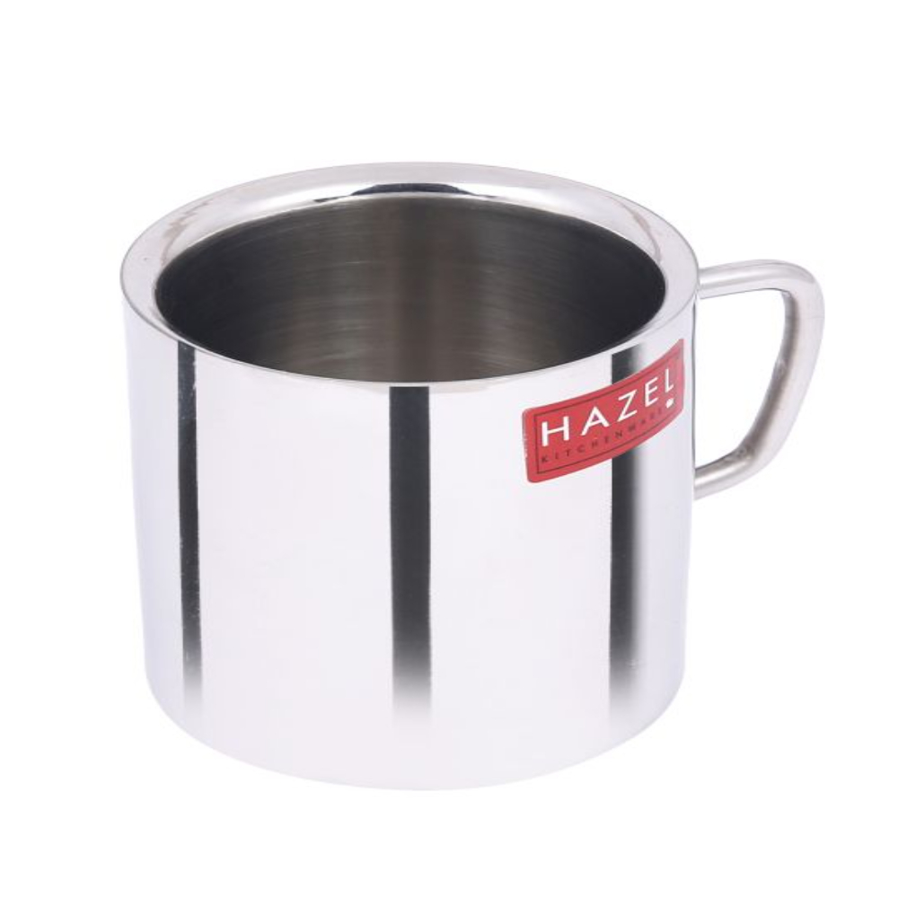 HAZEL Stainless Steel Double Wall Green Tea Coffee Big Sobar Mug, Set of 4, 210 ml (Each)