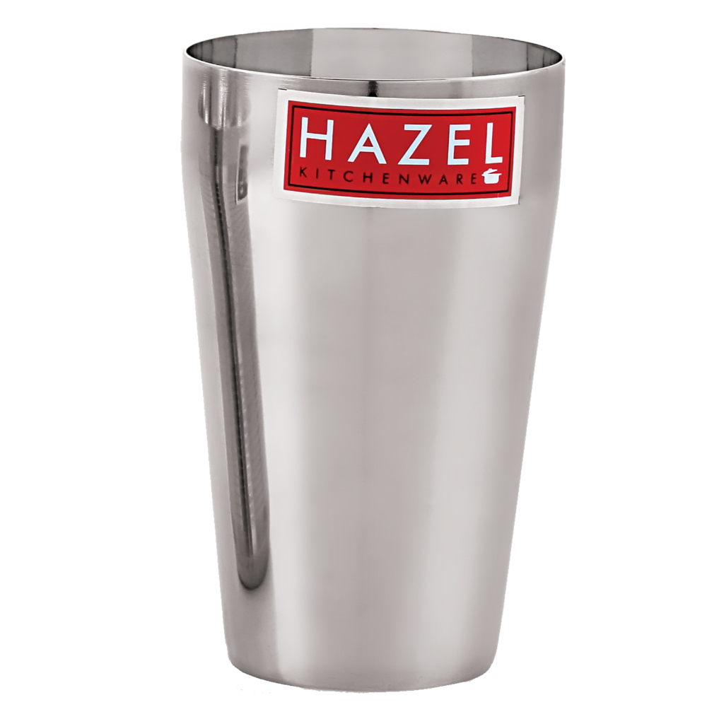 HAZEL Stainless Steel Plain Traditional Jumbo Water Lassi Glass Set of 3, 750 ML Each