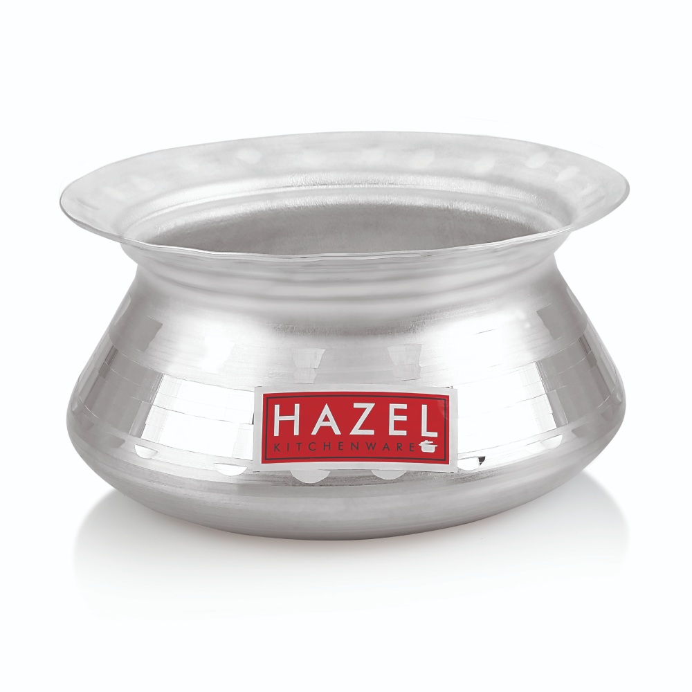 HAZEL Aluminium Biryani Pot| Biryani Handi Set, 1900 ML| Aluminium Hammered Finish Tope, Patila Handi | Multipurpose Aluminium Cooking Utensils for Kitchen Silver