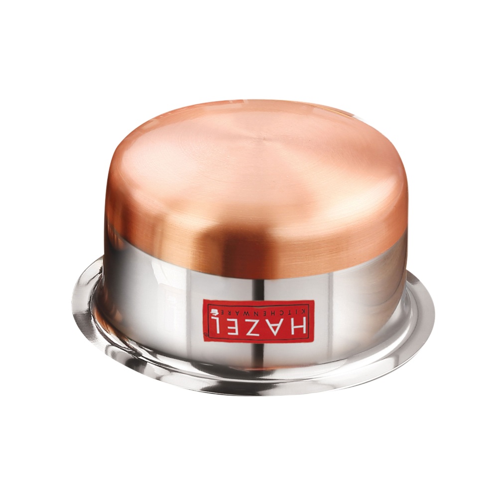 HAZEL Steel Copper Bottom Tope with Lid | Copper Bottom Vessels For Cooking |Copper Bottom Cooking Utensils | Stainless Steel Tope Patila, Capacity 7600 ml