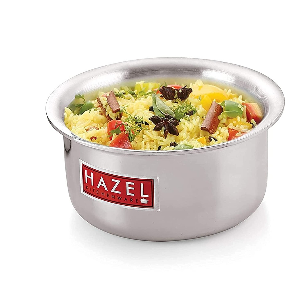 HAZEL Aluminium Induction Base Flat Bottom Patila Tope Pot, Set of 3 Pcs- 1125 ml, 1400 ml, 2000 ml.