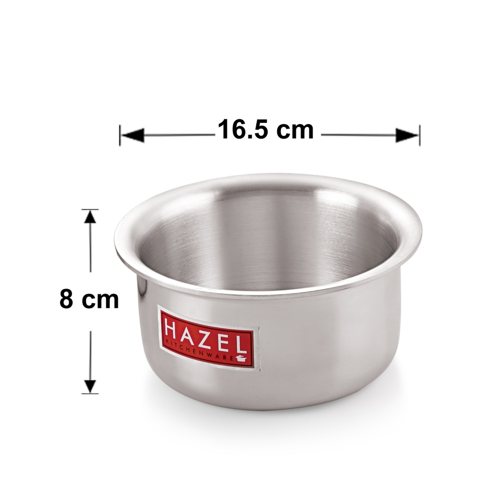 HAZEL Aluminium Induction Base Flat Bottom Patila Tope Pot, Set of 2, 1125 ml-1400 ml, Silver