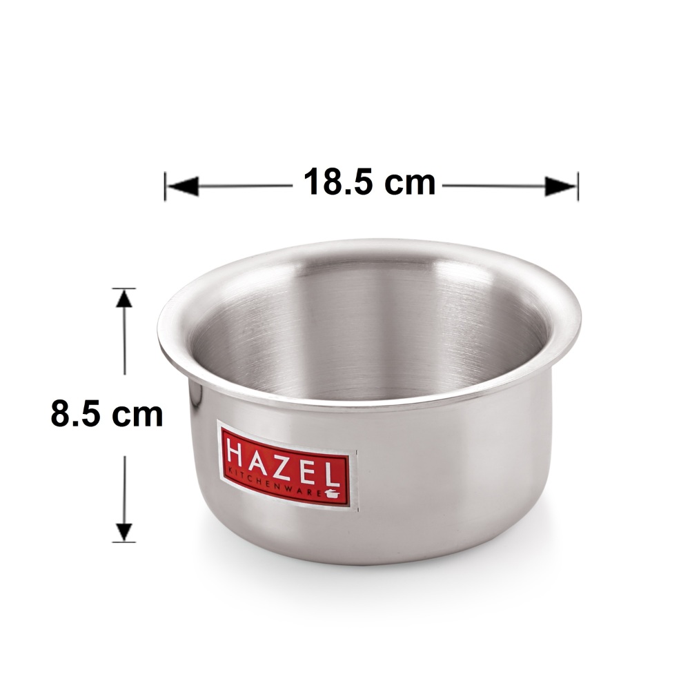 HAZEL Aluminium Induction Base Flat Bottom Patila Tope Pot, Set of 2, 1125 ml-1400 ml, Silver