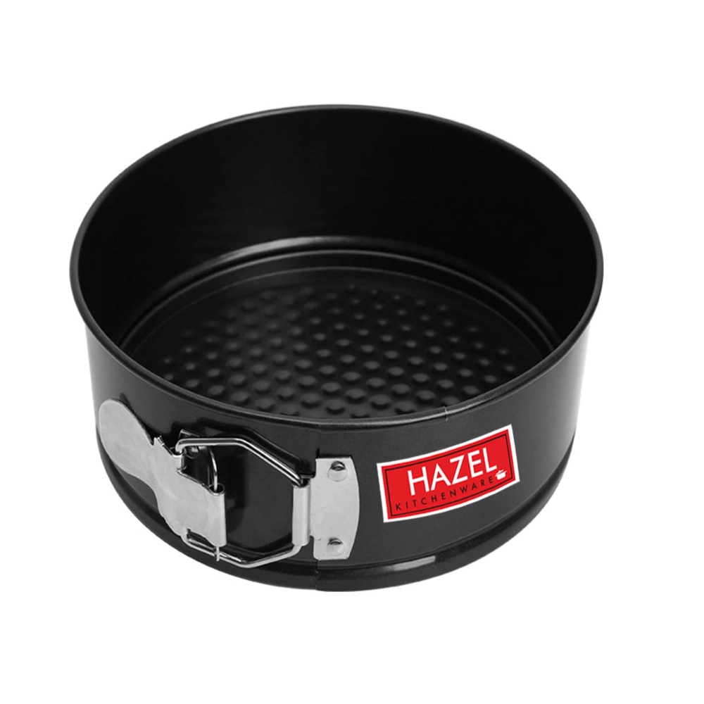 HAZEL Round Aluminium Cake Mould Teflon Non-Stick Coated Microwave Oven Safe Baking Cake Pan Removable base Springform Cake Tin, 18 cm