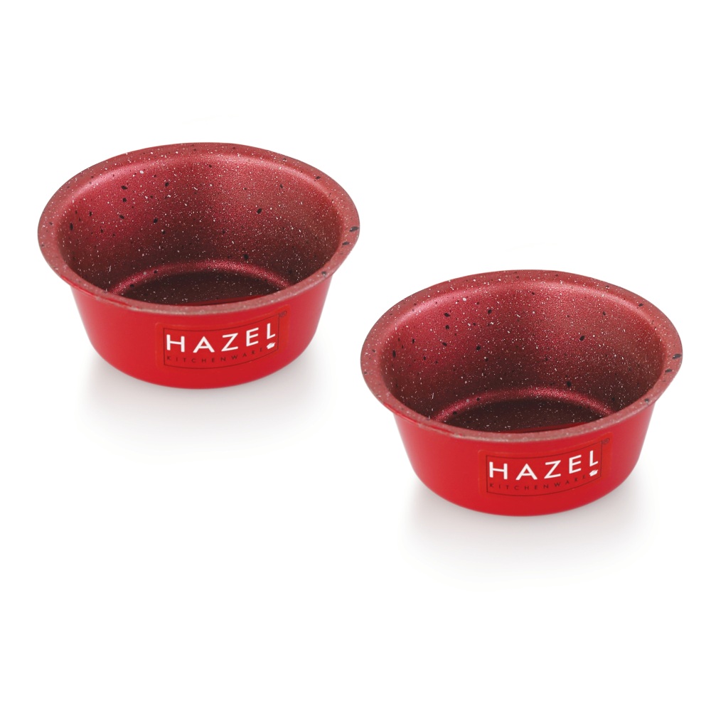 HAZEL Cupcake Mould for Baking Cup cake | Non Stick Muffin Moulds for Baking Homemade Muffin with Granite Finish | Microwave Safe Mini Cupcake Mould Set of 2, Red