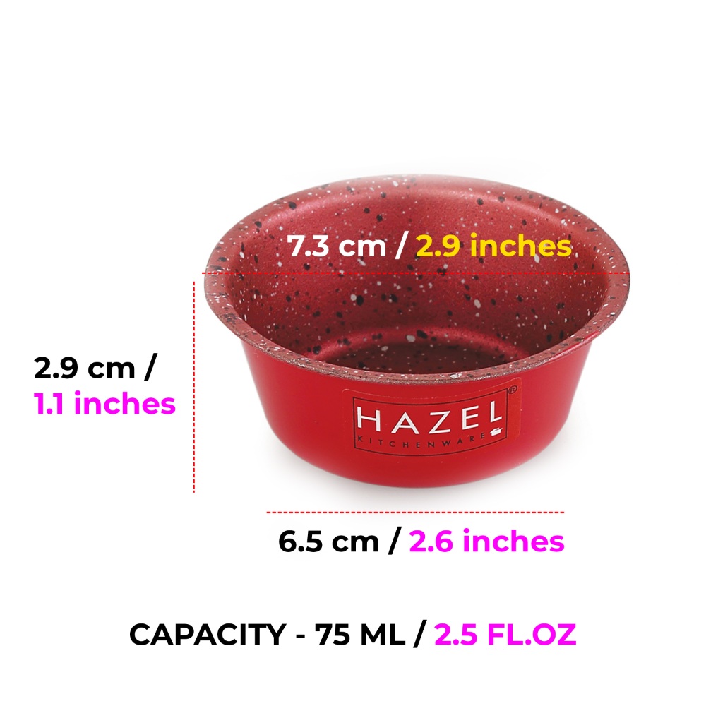 HAZEL Cupcake Mould for Baking Cup cake | Non Stick Muffin Moulds for Baking Homemade Muffin with Granite Finish | Microwave Safe Mini Cupcake Mould Set of 2, Red