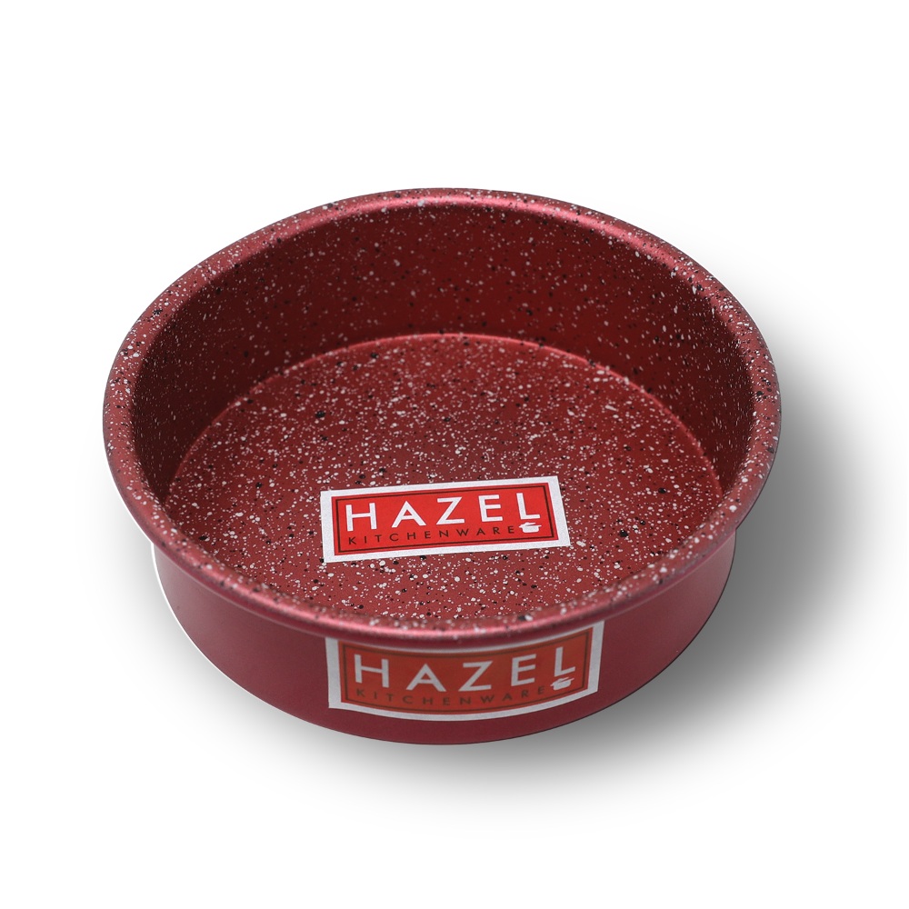 HAZEL Alfa Heavy Gauge Preimium Aluminium Granite Finish Non Stick Microwave Safe 2 Pc Mould Combo, 1 Small Red Cake Mould With 1 Large Grey Cake Mould