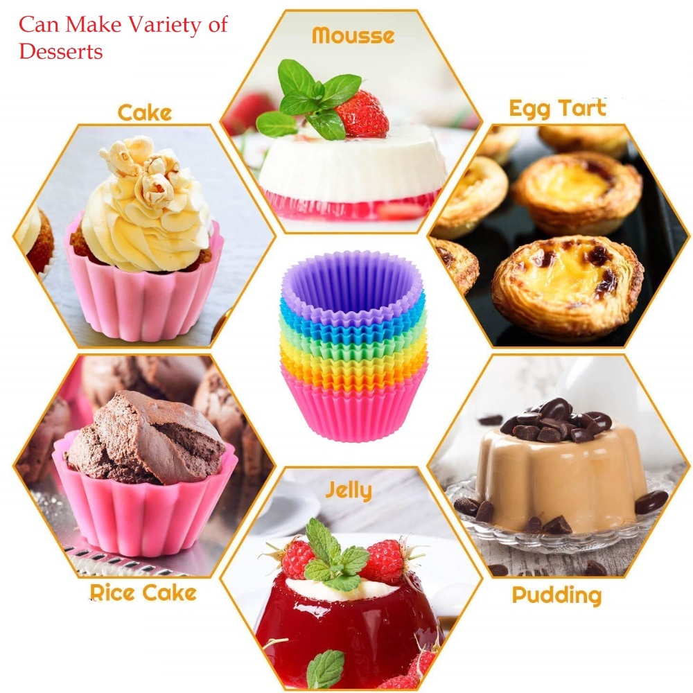 HAZEL Silicone Cupcake Mould Round Set of 12 Pcs | Reusable Silicone Muffin Baking Mold