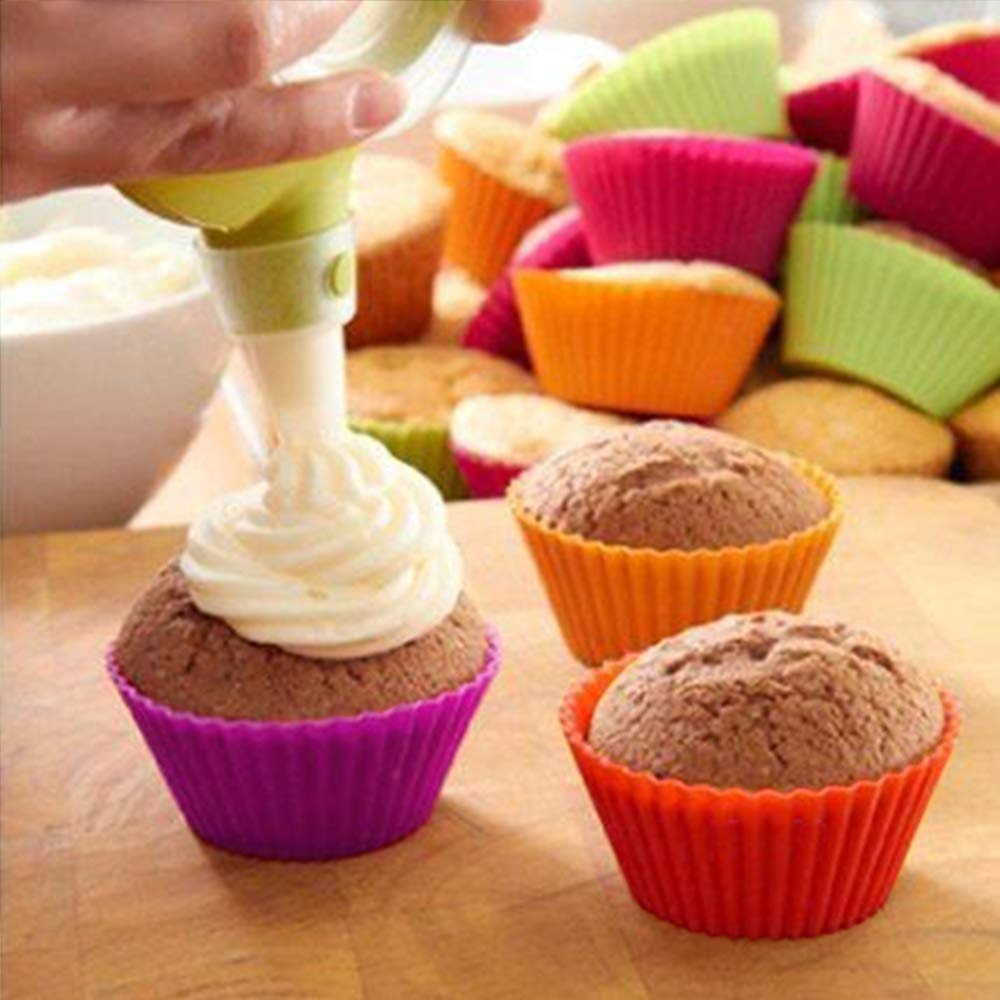 HAZEL Silicone Cupcake Mould Round Set of 12 Pcs | Reusable Silicone Muffin Baking Mold