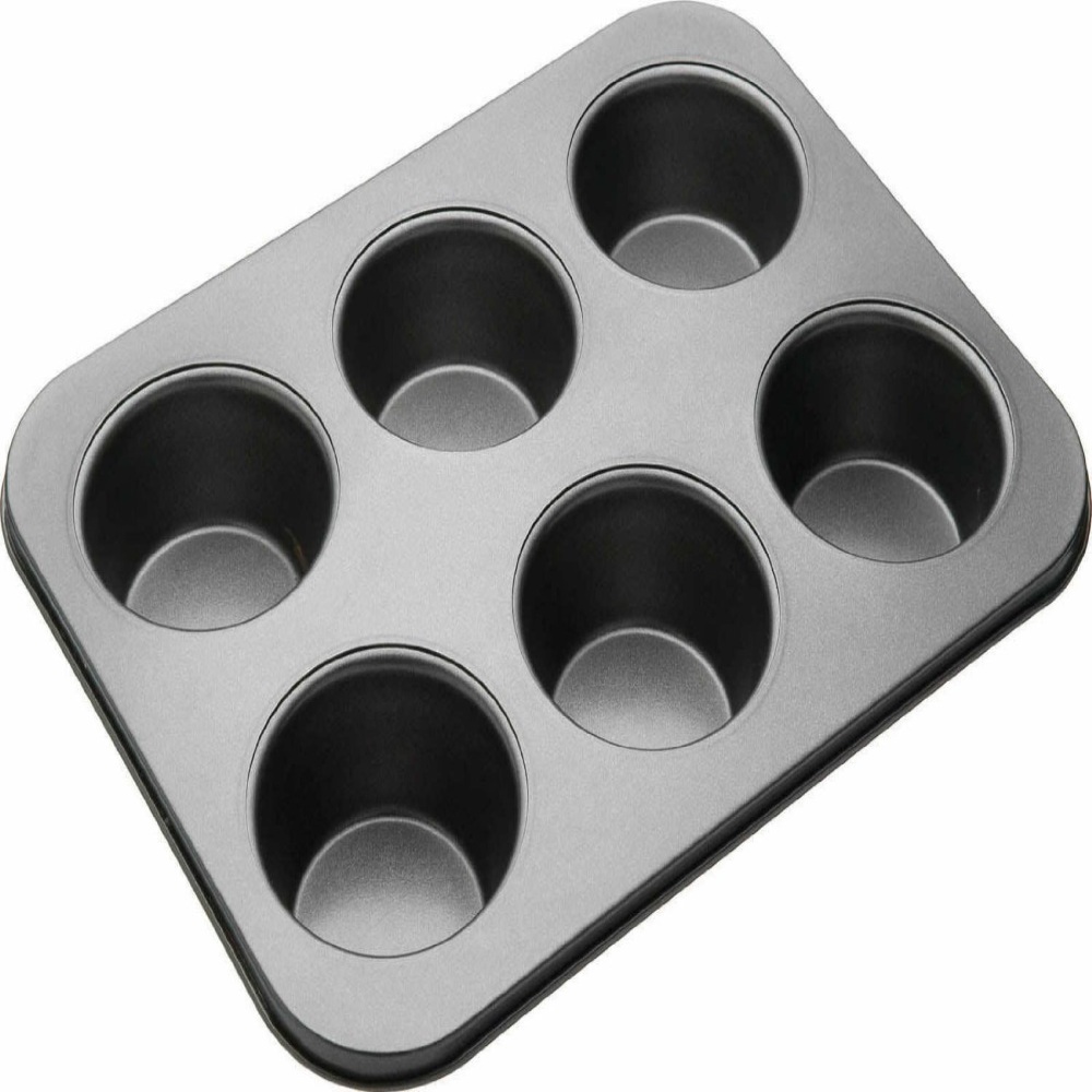 HAZEL Non-Stick 6 Cavity Muffin Tray, Black