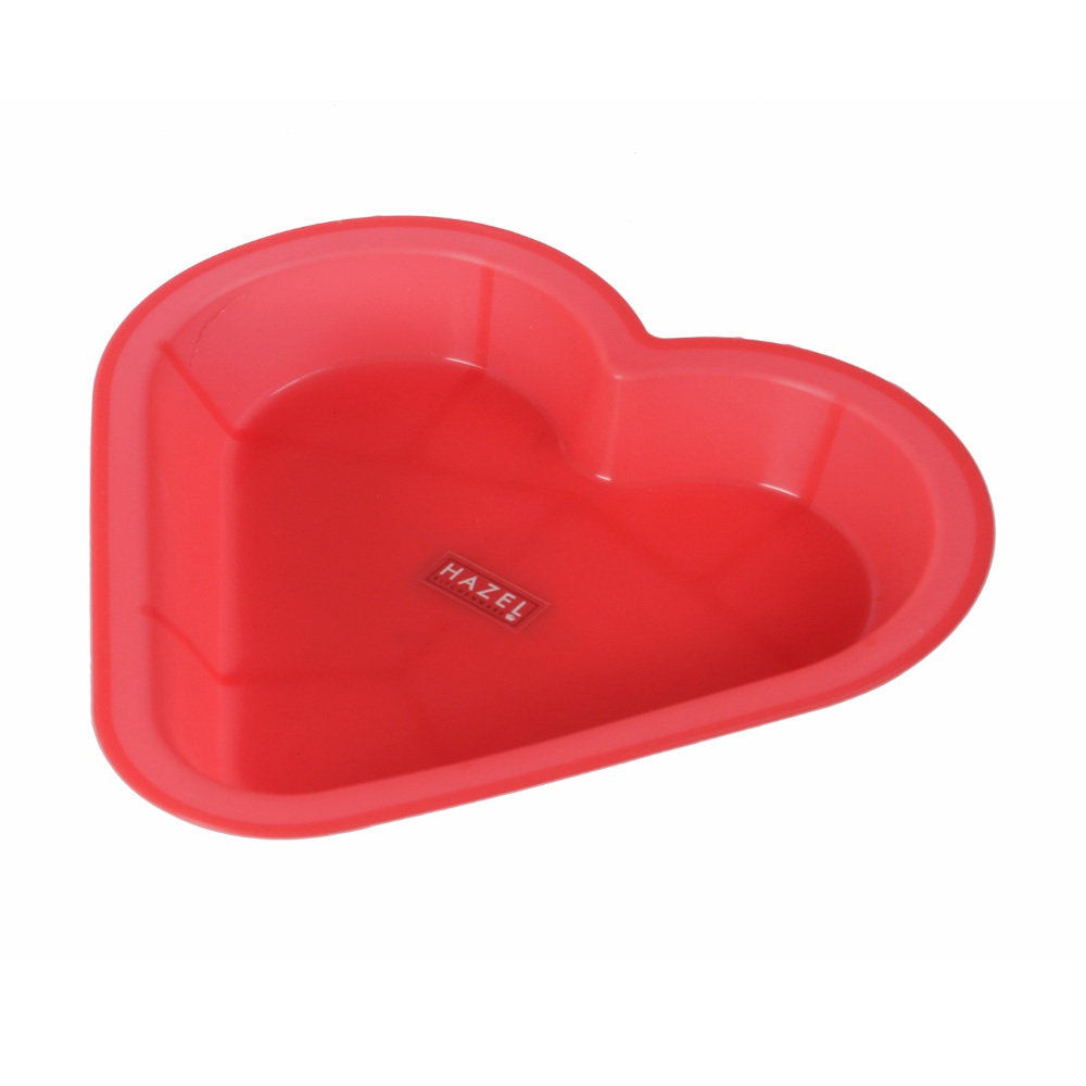 HAZEL Small Silicon Red Heart Shape Cake Mould for Half Kg with Orange Spatula