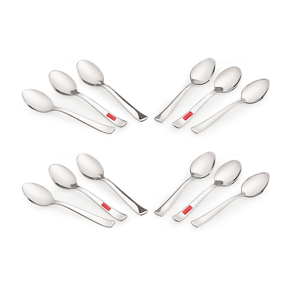 HAZEL Stainless Steel Small spoons set of 12 | Baby Serving Spoon 