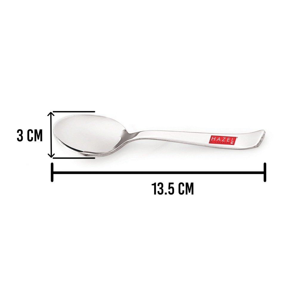 HAZEL Stainless Steel Small spoons set of 12 | Baby Serving Spoon 