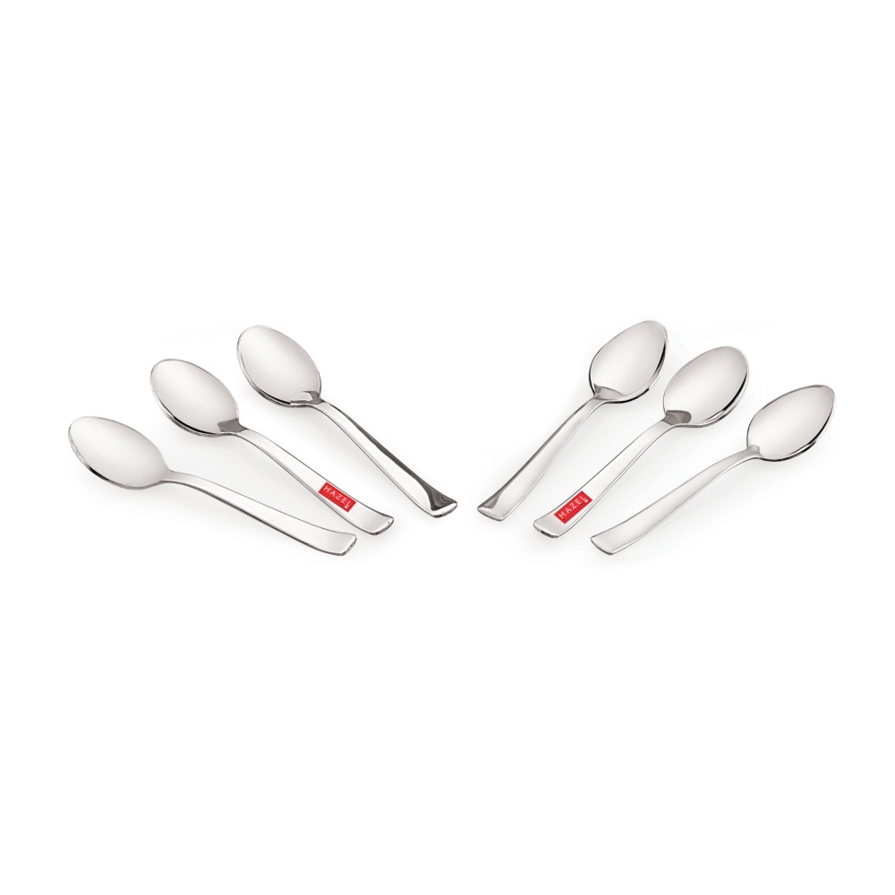 HAZEL Stainless Steel Small spoons set of 6 | Baby Serving Spoon 