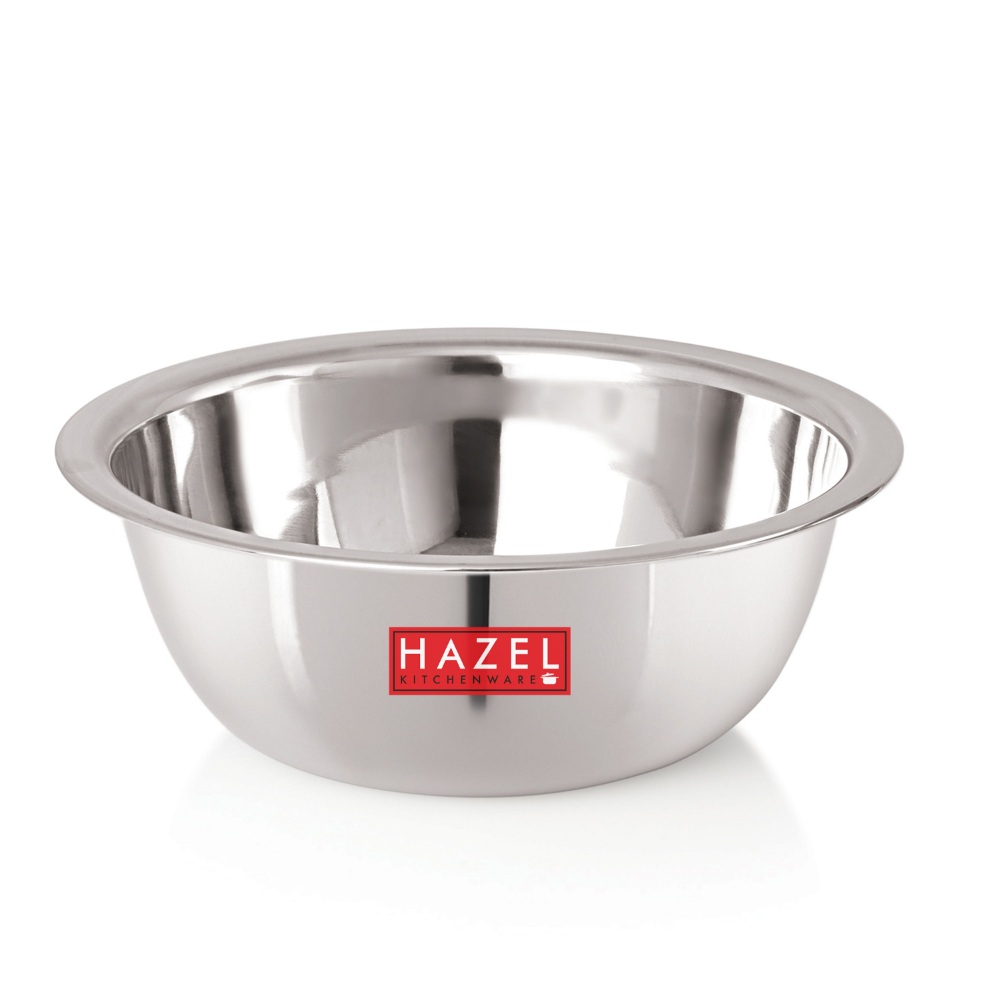 HAZEL Stainless Steel Mixing Bowl | Set of 2 Mixing Bowl For Cake Batter | Steel Bowl Big Size For Baking | 2 Piece, 2100 ml to 2730 ml