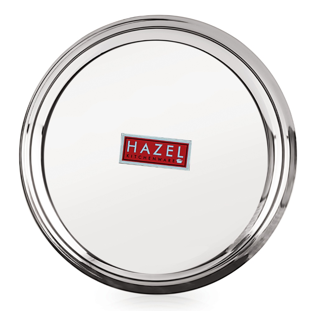 HAZEL Steel Plates For Lunch |Plates Set Steel For Dinner | Steel Dinner Plates Set, 26.8 cm, Set of 2