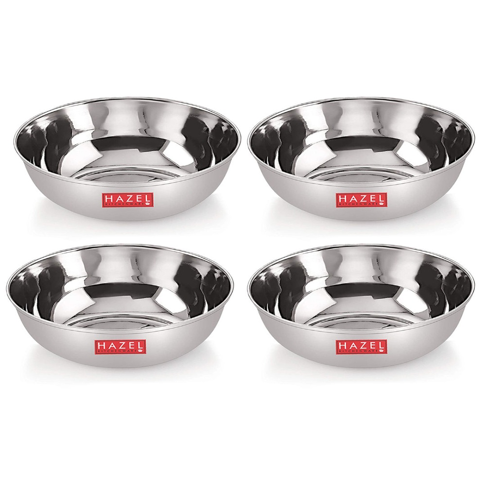 HAZEL Stainless Steel Bowl Vati | Steel Bowl Set For Kitchen | Dinner Bowl Katori Serving Wati, 270 ML, Set of 4