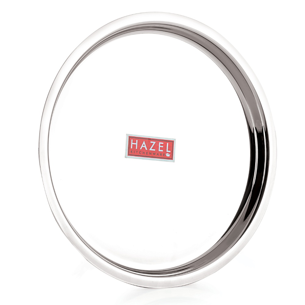 HAZEL Stainless Steel Plates Set | Premium Mirror Finish Thali Set Stainless Steel | Heavy Gauge Steel Plates Set For Dinner & Lunch Set of 3, 25 cm