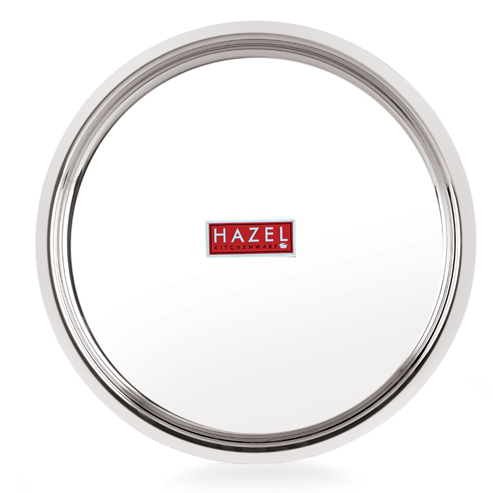 HAZEL Stainless Steel Plates Set | Premium Mirror Finish Thali Set Stainless Steel | Heavy Gauge Steel Plates Set For Dinner & Lunch Set of 3, 25 cm