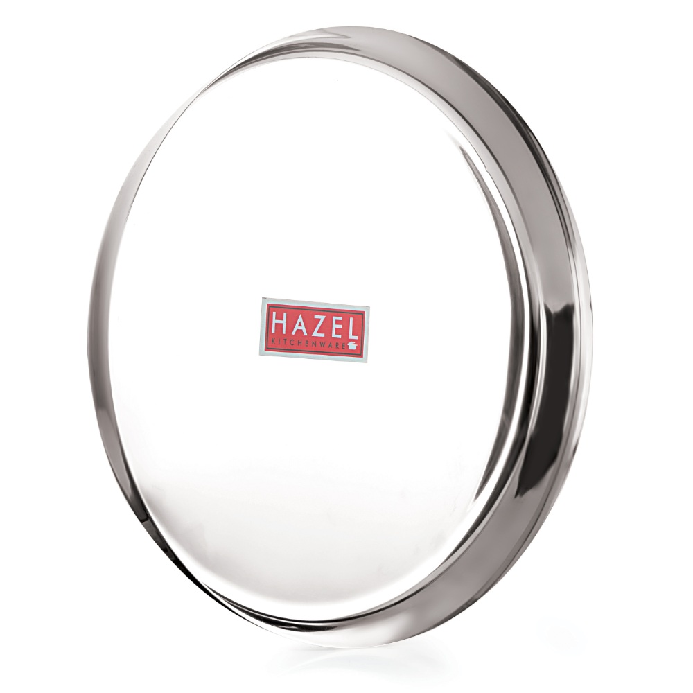 HAZEL Stainless Steel Plates Set | Premium Mirror Finish Thali Set Stainless Steel | Heavy Gauge Steel Plates Set For Dinner & Lunch Set of 4, 21 cm 