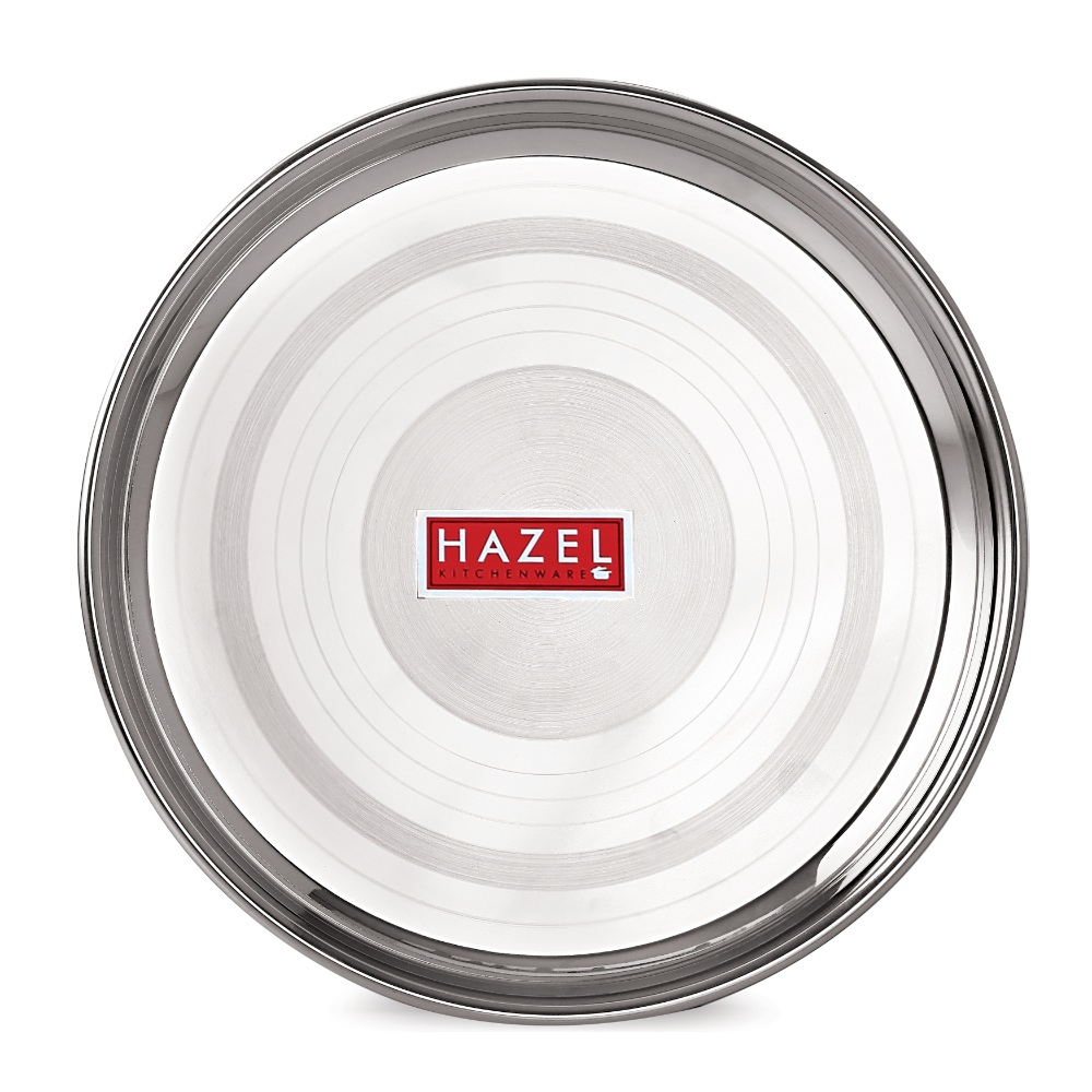 HAZEL Stainless Steel Dinner Set Of 24 | Dinner Set Steel (4 Steel Plate, 8 Bowl, 4 Spoon Set, 4 Dessert Plate, 4 Steel Glass) 24 Pieces, Silver