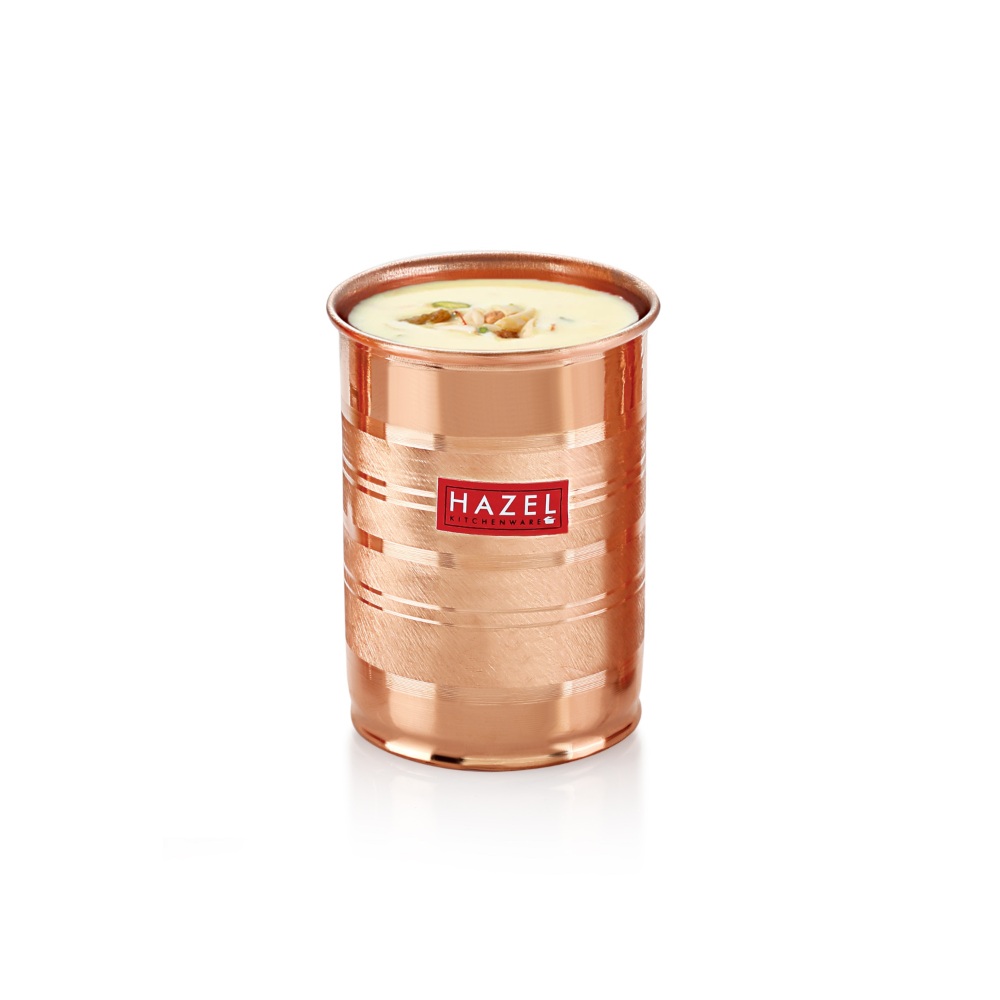 HAZEL Designer Copper Glasses Tumbler Set of 6, 400 ML