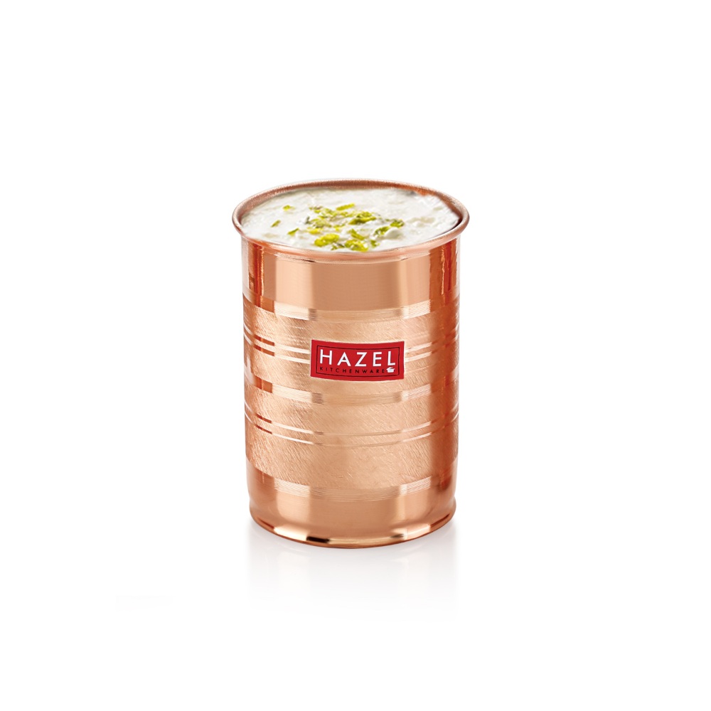 HAZEL Designer Copper Glasses Tumbler Set of 4, 400 ML