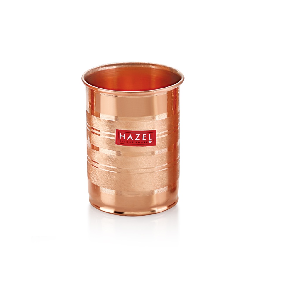 HAZEL Designer Copper Glasses Tumbler Set of 4, 400 ML